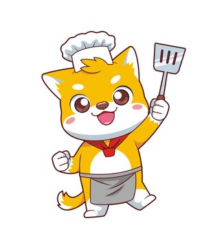 卡通可愛(ài)小狗廚師形象矢量圖