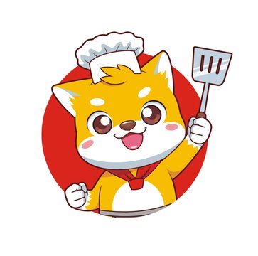 卡通可愛小狗廚師頭像矢量圖