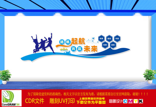 揚(yáng)帆起航共贏未來文化墻