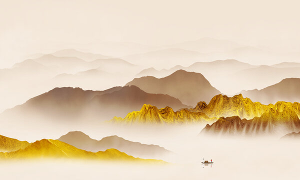 金色山水畫