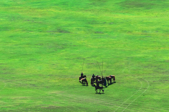 草原蒙古族骑马