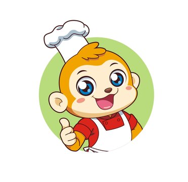 卡通可愛(ài)小猴廚師點(diǎn)贊頭像矢量圖