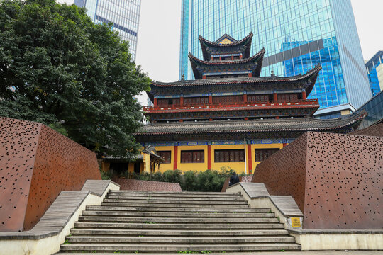 重庆城市风光佛教建筑景观罗汉寺