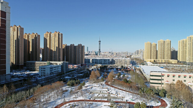 河北省石家庄市城市雪景