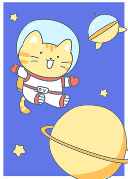 卡通猫咪太空小本子