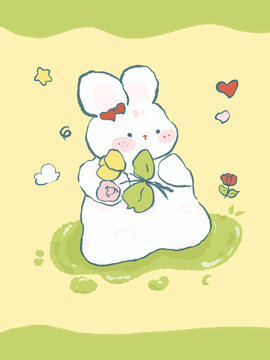 兔子拿花束