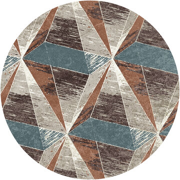 轻奢几何图形复古圆形地毯图案