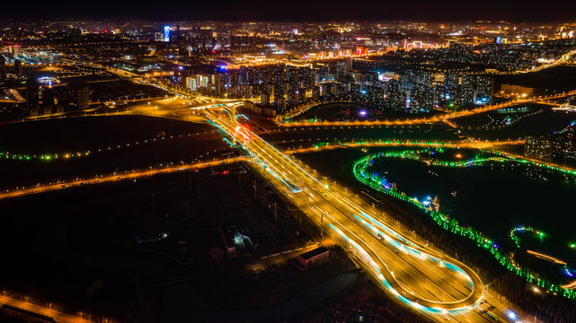 中国长春南部新城夜晚景观