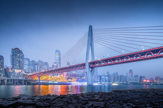 重庆千厮门大桥城市夜景