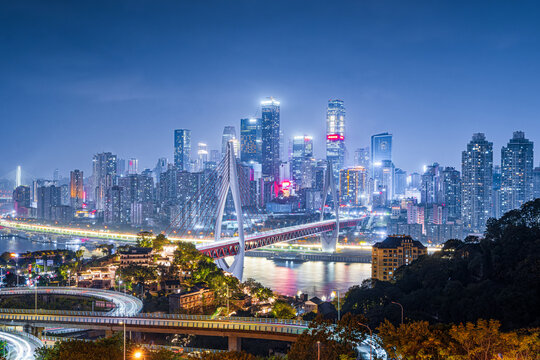 重庆东水门大桥城市夜景