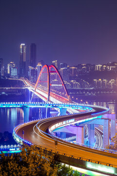重庆夜景菜园坝长江大桥