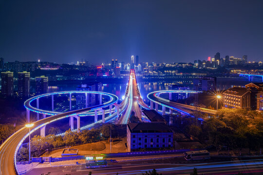 重庆夜景菜园坝长江大桥