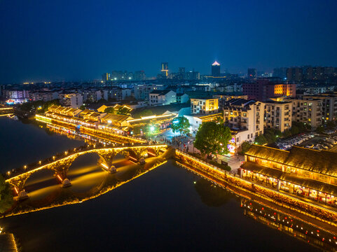 杭州临平塘栖古镇夜景