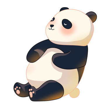 側(cè)著睡覺的熊貓