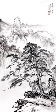 国画山水松树