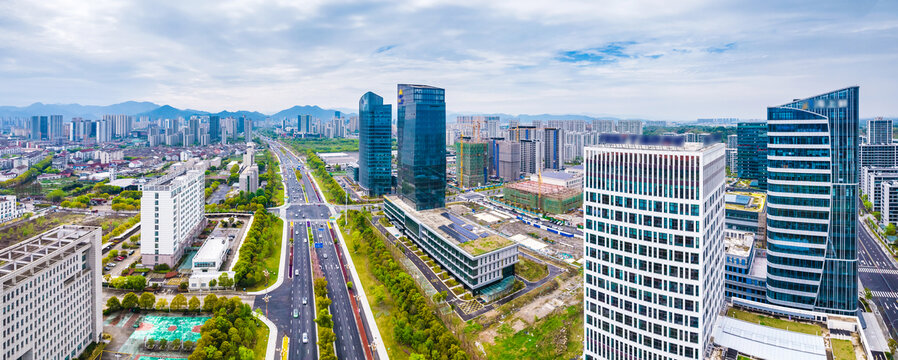 宁波市奉化区城市风光航拍