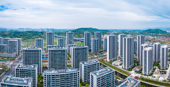 宁波市奉化区城市风光航拍