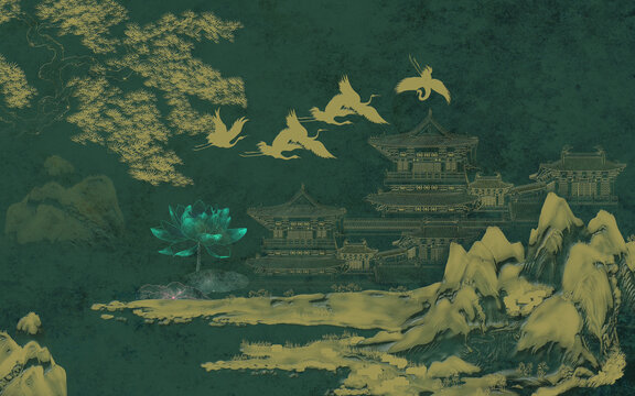 中式禪意山水框畫