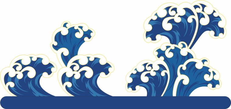 海浪花海邊海浪矢量圖