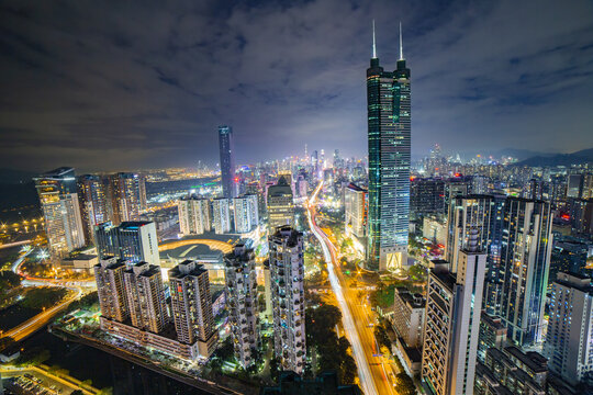 深圳福田区中心商务区繁华夜景