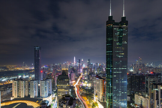 深圳福田区中心商务区繁华夜景