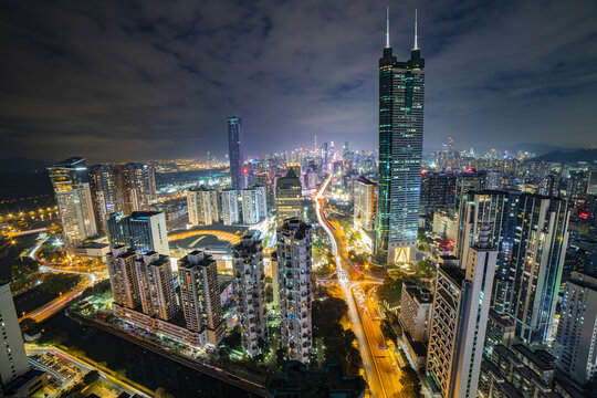 深圳福田区中心商务区繁华夜景