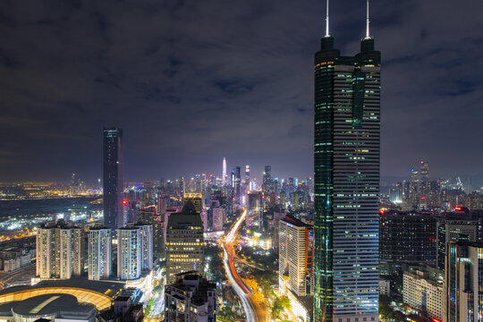 深圳福田区中心商务区繁华夜景