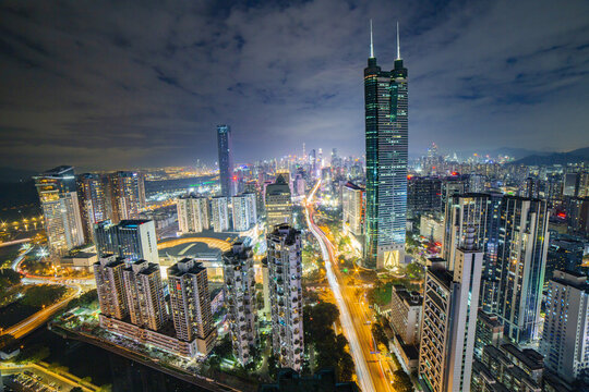 深圳福田区中心商务区繁华夜景