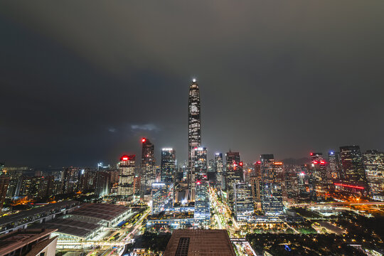 深圳福田区中心商务区繁华夜景