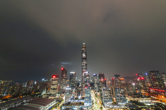 深圳福田区中心商务区繁华夜景