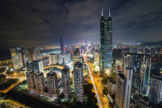 深圳福田区中心商务区繁华夜景