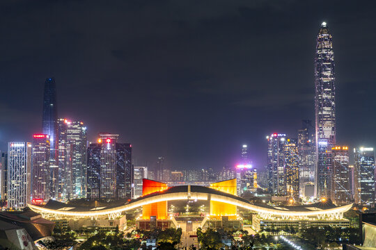 深圳市南山区莲花山繁华城市夜景