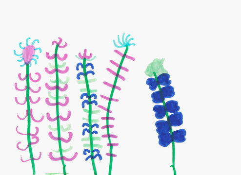 長著彎曲葉子的小花