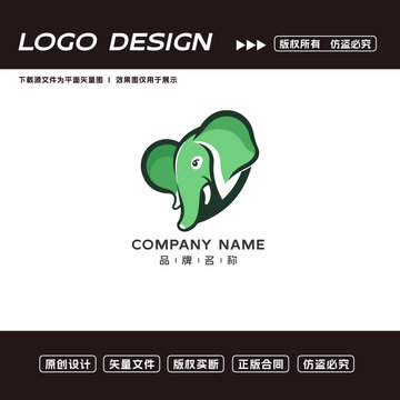 卡通大象logo标志