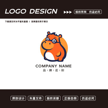 卡通河马logo标志