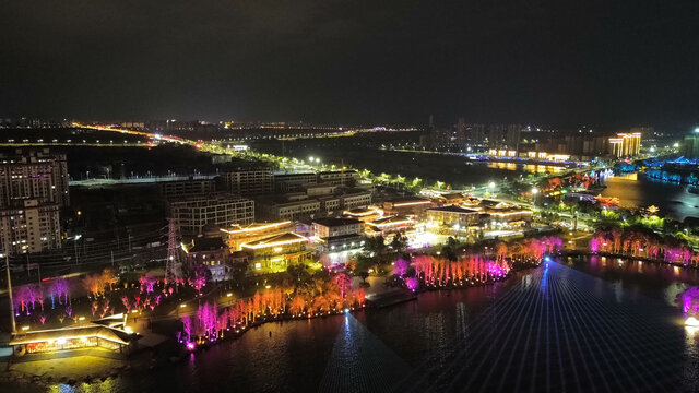 江西省吉安后河梦回庐陵景区夜景