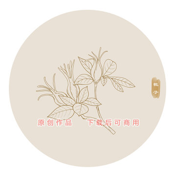 線描梔子