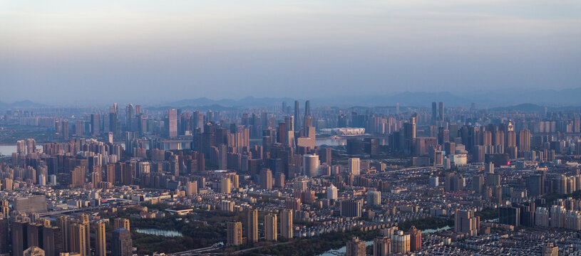 杭州城市风光全景航拍