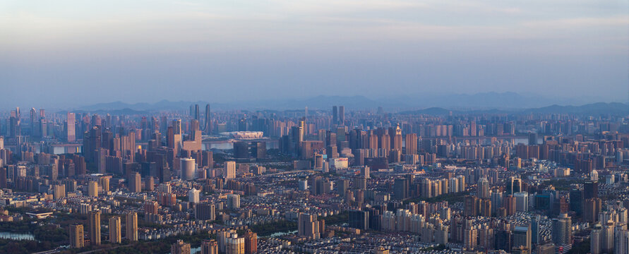 杭州城市风光全景航拍