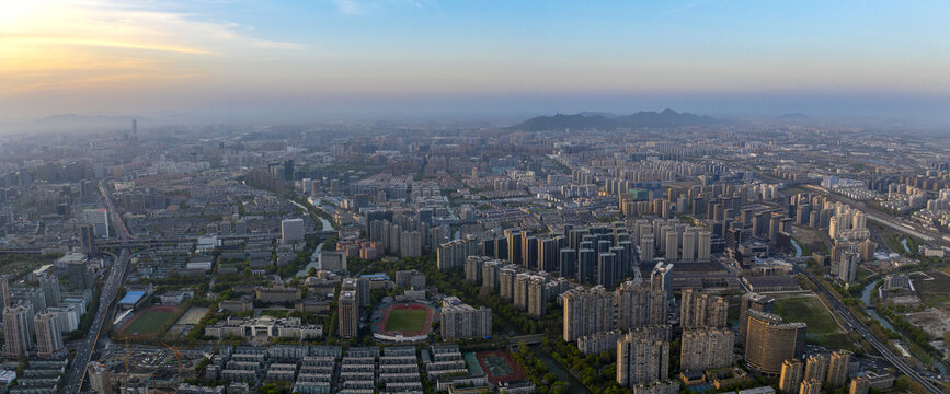 杭州城市风光全景航拍