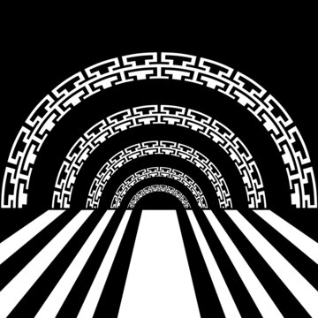 黑白圖案拱形隧道圖案