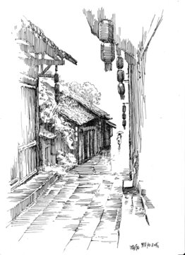 湖南黔陽古城小巷雨中人