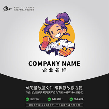 女孩跆拳道武术培训班LOGO