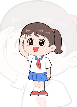 戴紅領(lǐng)巾的小女孩