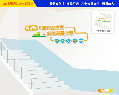 科技樓梯文化墻
