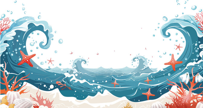 海浪海濤浪花插畫