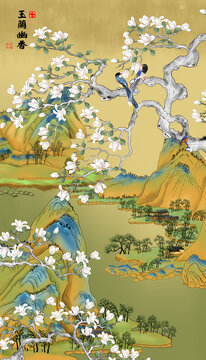 高端國(guó)潮山水花鳥(niǎo)裝飾畫(huà)