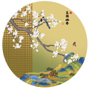 國潮山水花鳥圖