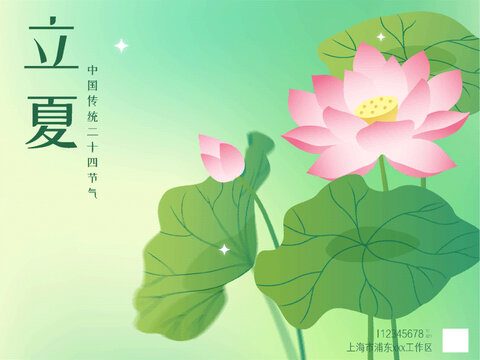立夏節(jié)氣海報(bào)夏天荷花荷葉