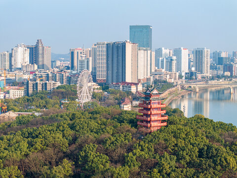 航拍株洲神農公園